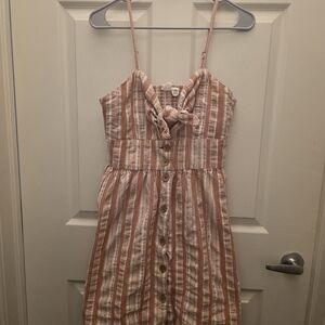 Roxy Pink and White Striped Tie-Front Sundress